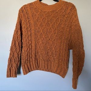 My Michelle Orange Knit Cropped Sweater